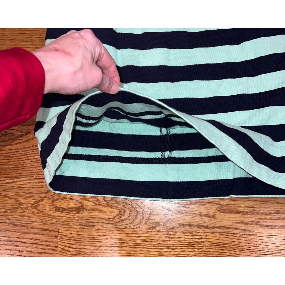Gap Skirt Soft Knit‎ Striped Foldover Waist Knee Length Skirt Green Navy Size 2